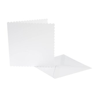 White Scalloped Cards and Envelopes 8 x 8 Inches 25 Pack