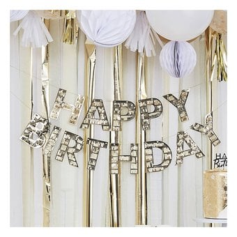 Ginger Ray Gold Fringed Happy Birthday Bunting 1.5m image number 2