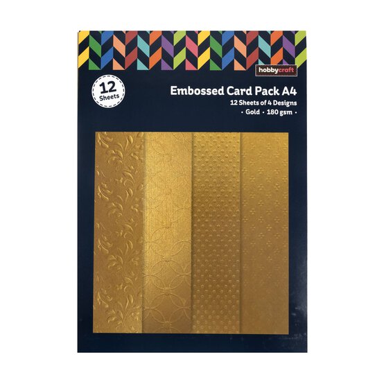 Embossed Gold Card Pack A4 12 Sheets  image number 4