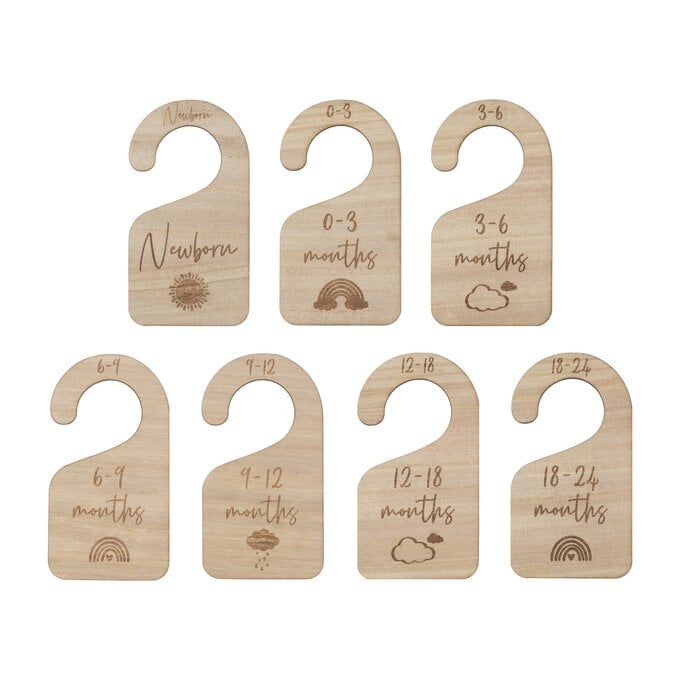 Ginger Ray Wooden Baby Hangers 7 Pack image number 1