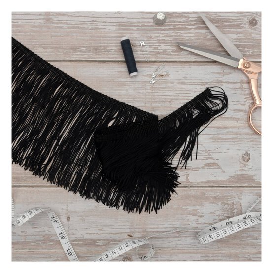 Black 15cm Chainette Fringe by the Metre image number 3