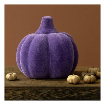 Purple Mini Flocked Ceramic Pumpkin 8cm