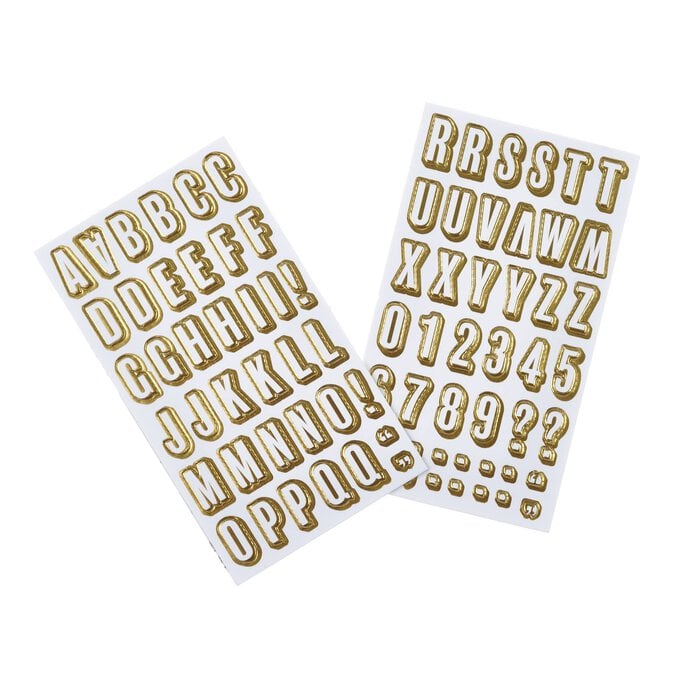 Gold Foil Alphabet Chipboard Stickers 84 Pieces image number 1