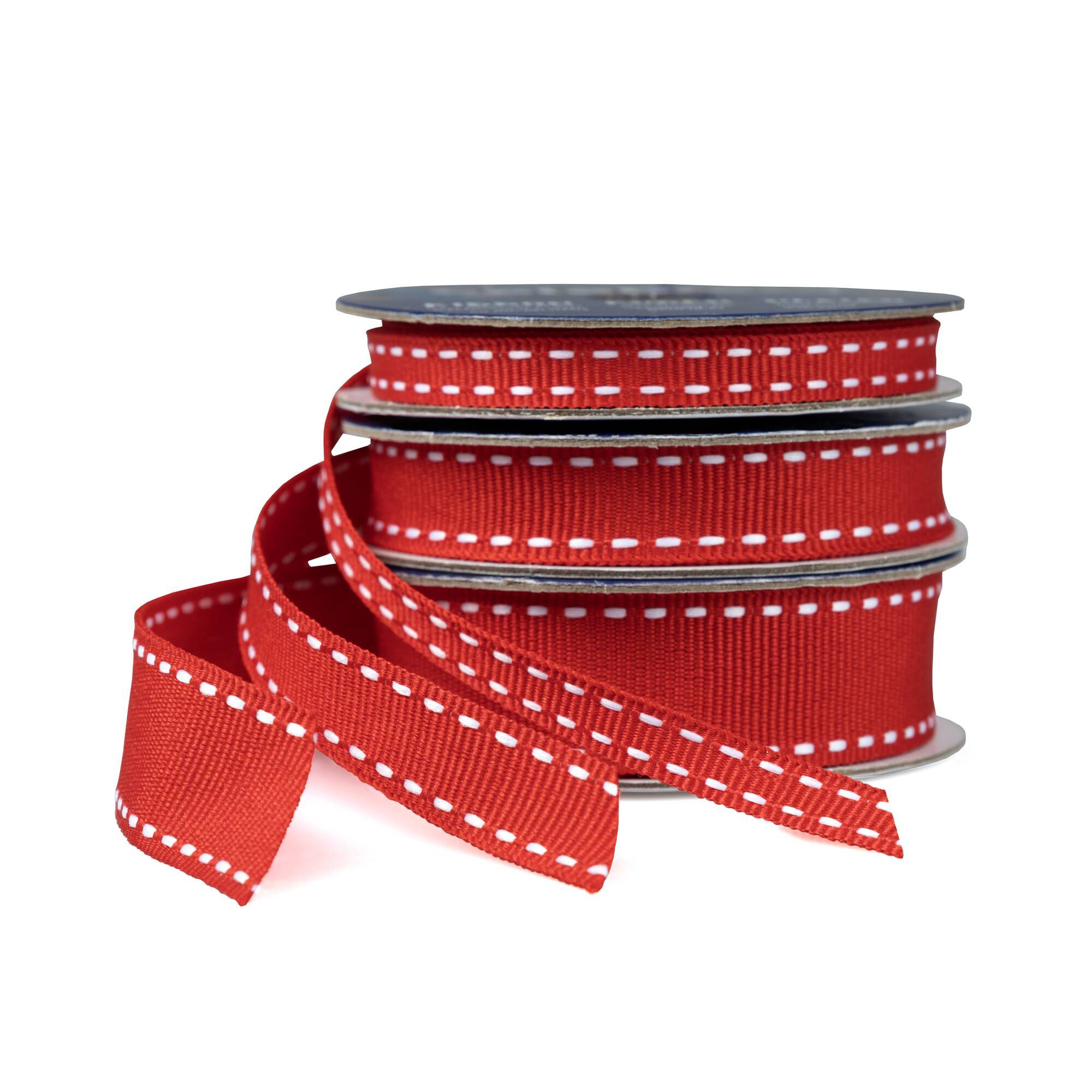 Red Grosgrain Running Stitch Ribbon 6mm x 5m | Hobbycraft
