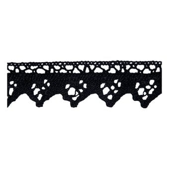 Black 30mm Cotton Lace Trim by the Metre image number 2