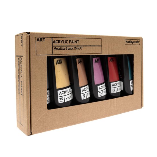 Metallic Art Acrylic Paint 75ml 6 Pack image number 4