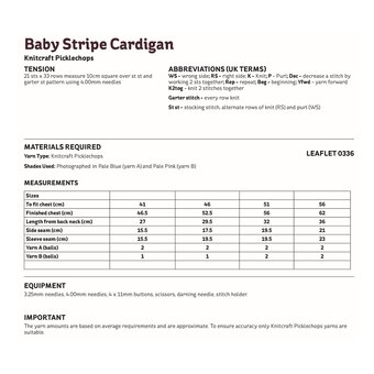 Knitcraft Baby Stripe Cardigan Digital Pattern 0336
