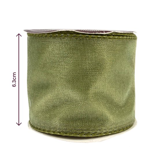 Green Wire Edge Organza Ribbon 63mm x 3m image number 3