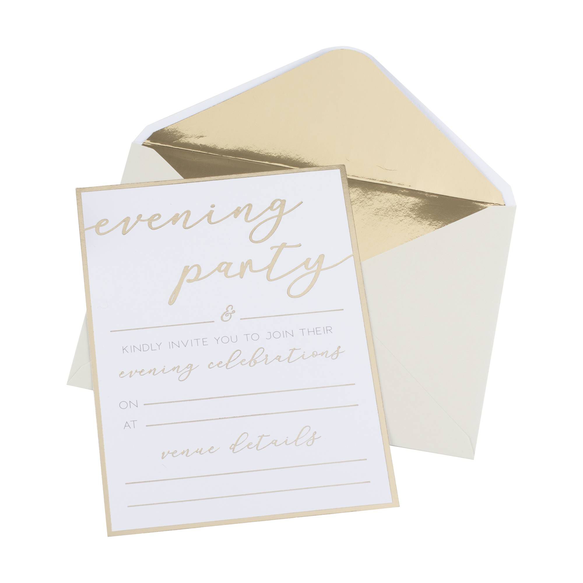 Champagne Gold Foil Evening Invitations 20 Pack Hobbycraft