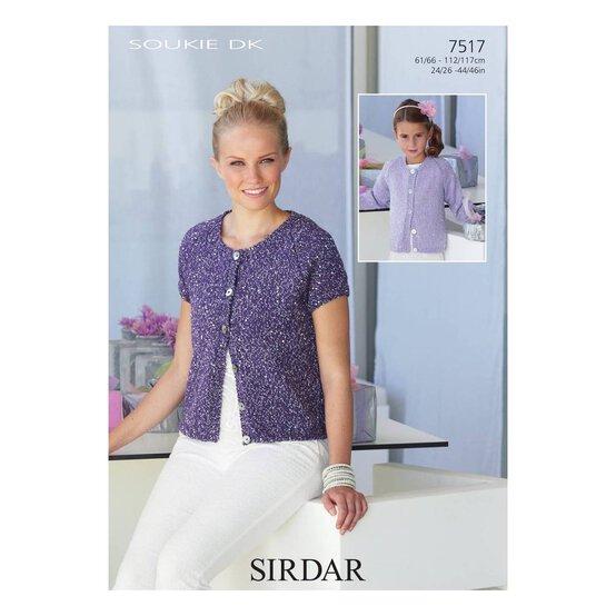 Sirdar Soukie DK Ladies and Girls Cardigan Digital Pattern 7517 image number 1