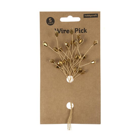 Gold Beaded Branch Wired Picks 5 Pieces image number 5