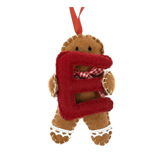 Hanging Gingerbread Felt Letter E Decoration image number 3