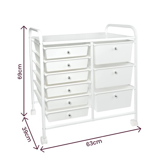 Matte White Rolling Organiser 9 Drawers image number 4