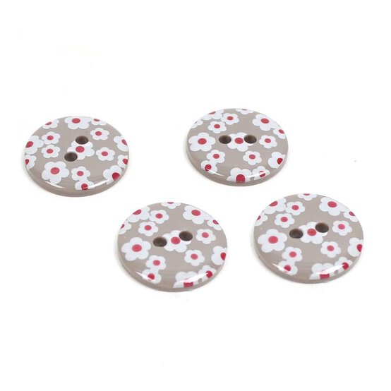 Hemline Grey Novelty Patterned Button 4 Pack image number 1