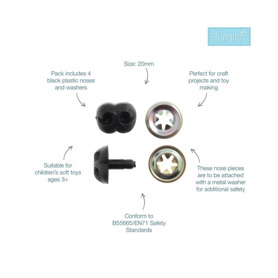 Trimits Black Toy Nose 18mm 4 Pack image number 3