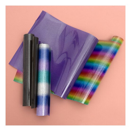 Reflective Black to Gold Glitter Iron-On Vinyl 12 x 24 Inches image number 5