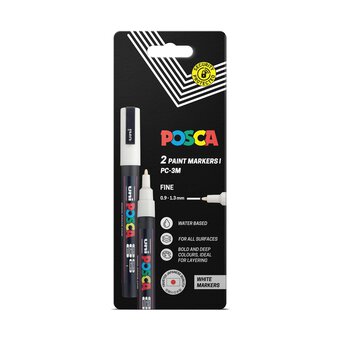 Uni-ball Posca White PC-3M Marker Pens 2 Pack