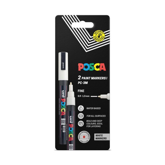 Uni-ball Posca White PC-3M Marker Pens 2 Pack image number 1