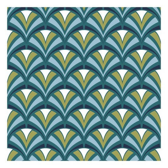 Teal Art Deco Polycotton Fabric by the Metre image number 3