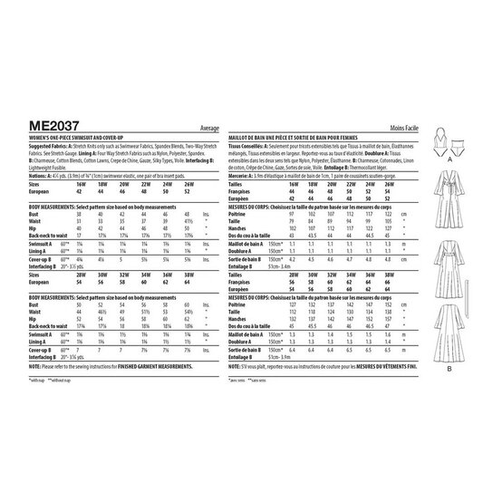 Know Me Women's Swimsuit  Sewing Pattern ME2037 (FG 16W-26W) image number 2