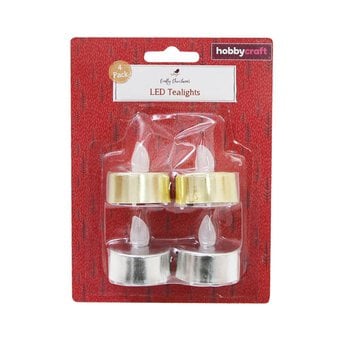 Gold and Silver LED Tealights 4 Pack image number 3