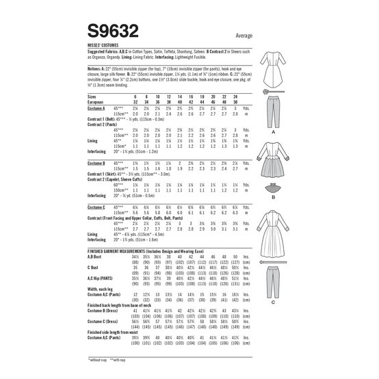 Simplicity Women's Costume  Sewing Pattern S9632 (H5 6-14) image number 2