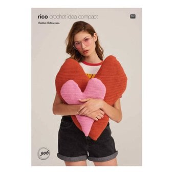 Rico Creative Cotton Aran Heart Cushion Digital Pattern 906