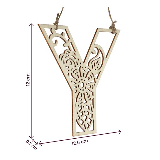 Wooden Filigree Hanging Letter Y 12cm image number 3