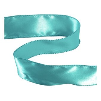 Turquoise Wire Edge Satin Ribbon 63mm x 3m