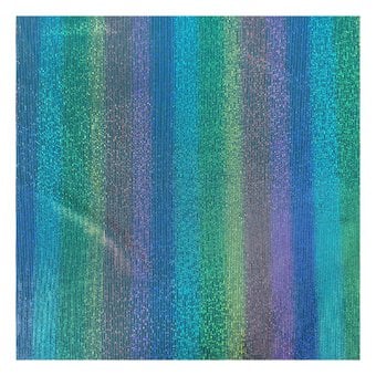 Blue Jersey Rainbow Foil Fabric by the Metre image number 2