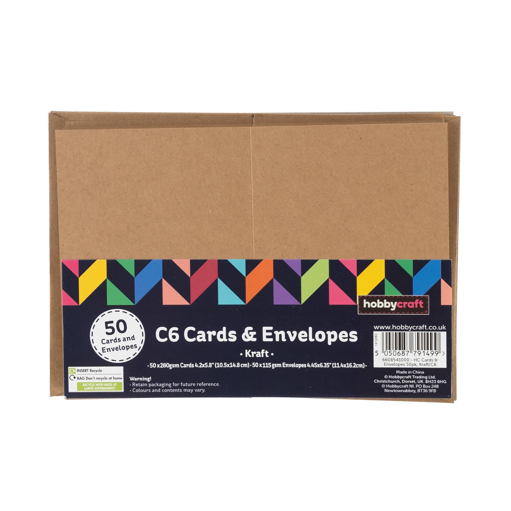 Kraft Cards and Envelopes C6 50 Pack Hobbycraft