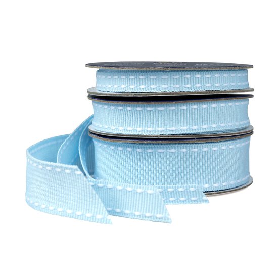 Baby Blue Grosgrain Running Stitch Ribbon 6mm x 5m image number 3