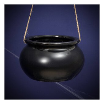 Black Glazed Ceramic Cauldron Decoration 17cm