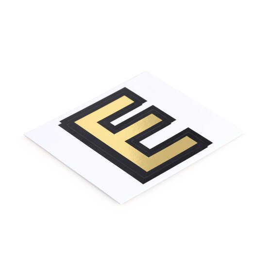 Black and Gold Vinyl Letter E Sticker 5cm image number 2