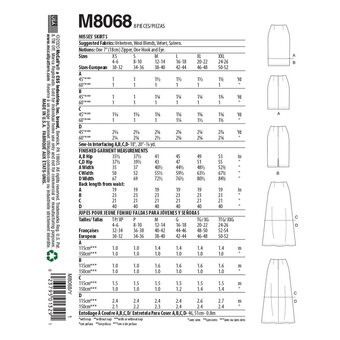 McCall’s Women's Skirt Sewing Pattern L-XXL M8068