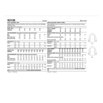 Simplicity Women's Shirt  Sewing Pattern S3136 (W3 30W-38W)