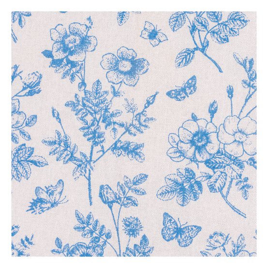 Blue Floral Single Cotton Fat Quarter image number 4