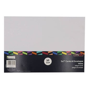 White Cards and Envelopes 5 x 7 Inches 30 Pack
