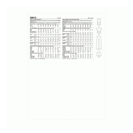 Simplicity Women’s Tops and Trousers Sewing Pattern S9612 (14-22) image number 2