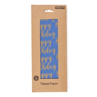 Gold Happy Birthday Printed Tissue Paper 50cm x 75cm 6 Pack image number 3