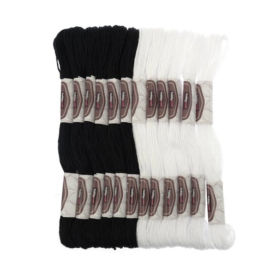Black and White Embroidery Floss 8m 12 Pack image number 1