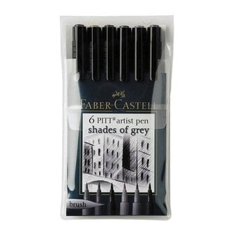 Faber-Castell PITT Shades of Grey Drawing Pens 6 Pack