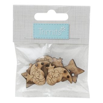 Trimits Wooden Moon and Stars Buttons 6 Pieces image number 2