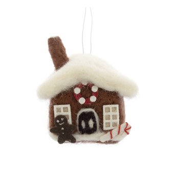 Hanging Gingerbread House Felted Decoration 7.5cm