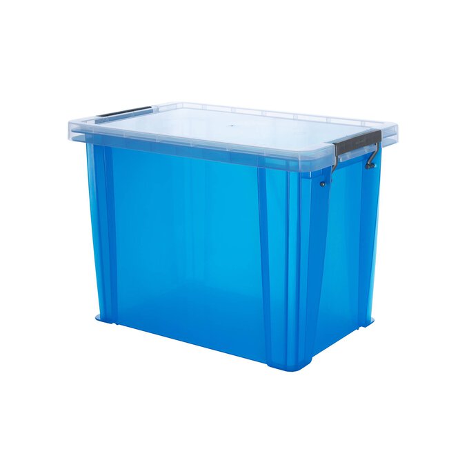 Whitefurze Allstore 18.5 Litre Transparent Blue Storage Box Hobbycraft