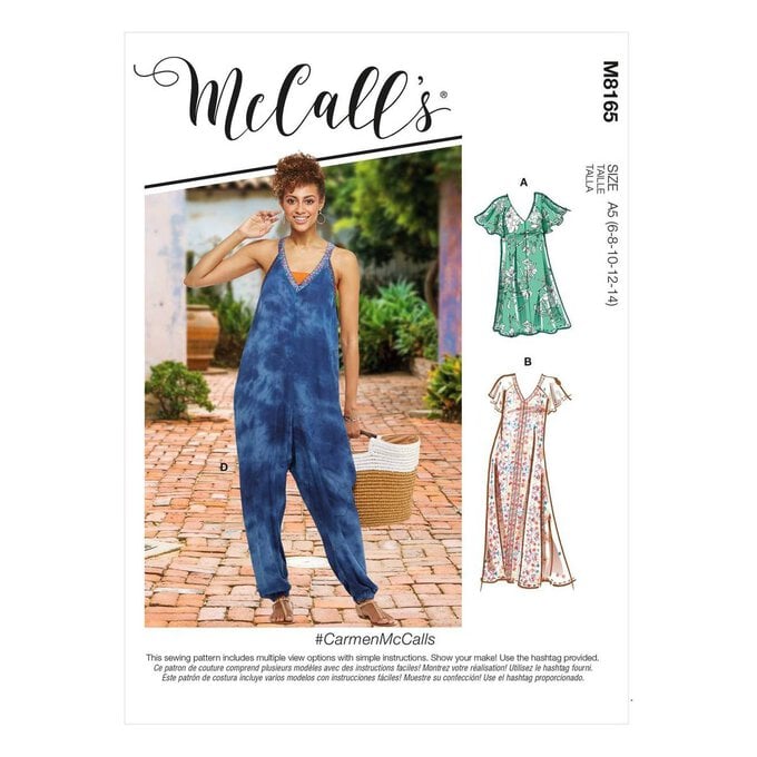 McCall’s Dress and Jumpsuit Sewing Pattern M8165 (6-14) image number 1