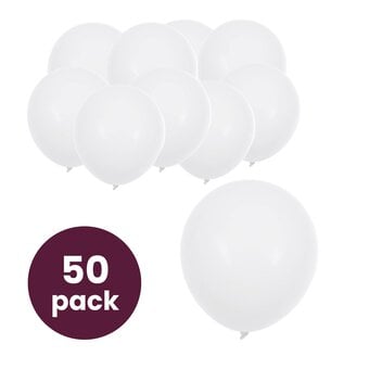 White Latex Balloons 50 Pack