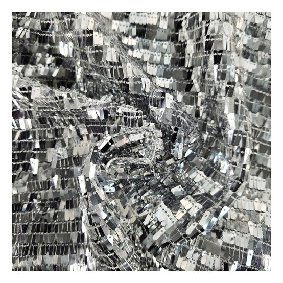 Silver Net Fringe Sequin Fabric by the Metre image number 1