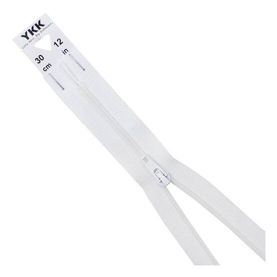 YKK White Dress and Skirt Zip 30cm image number 1