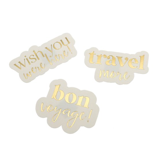 Gold Foil Travel Sentiment Card Toppers 3 Pack image number 1